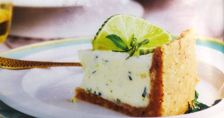 Nepečený cheesecake s limetkou a mátou