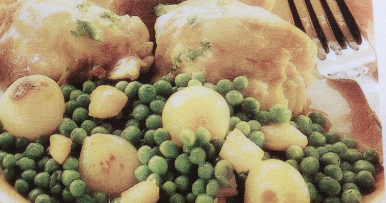 Kuře s cibulkami a hráškem