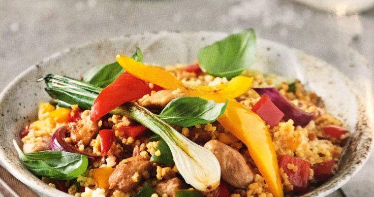 Kuře s jáhly a paprikou