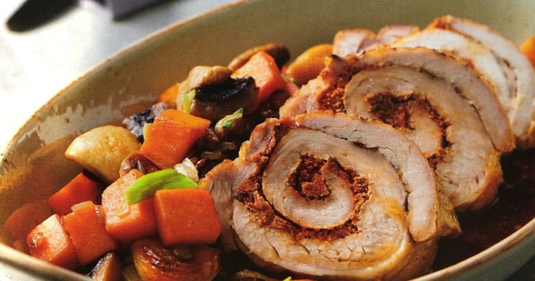 Roláda z vepřové pečeně s batáty a čočkou