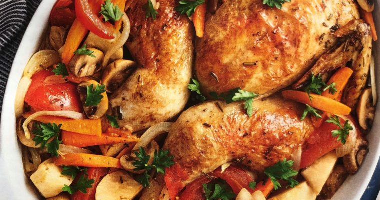 Pečené kuře na pivu a zelenině