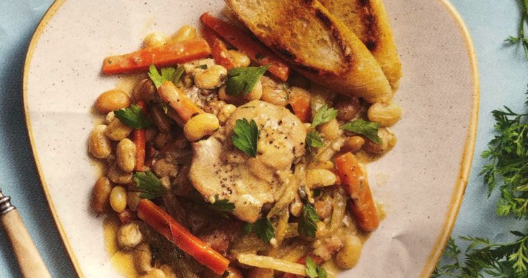 Kuřecí frikasé s bílými fazolemi