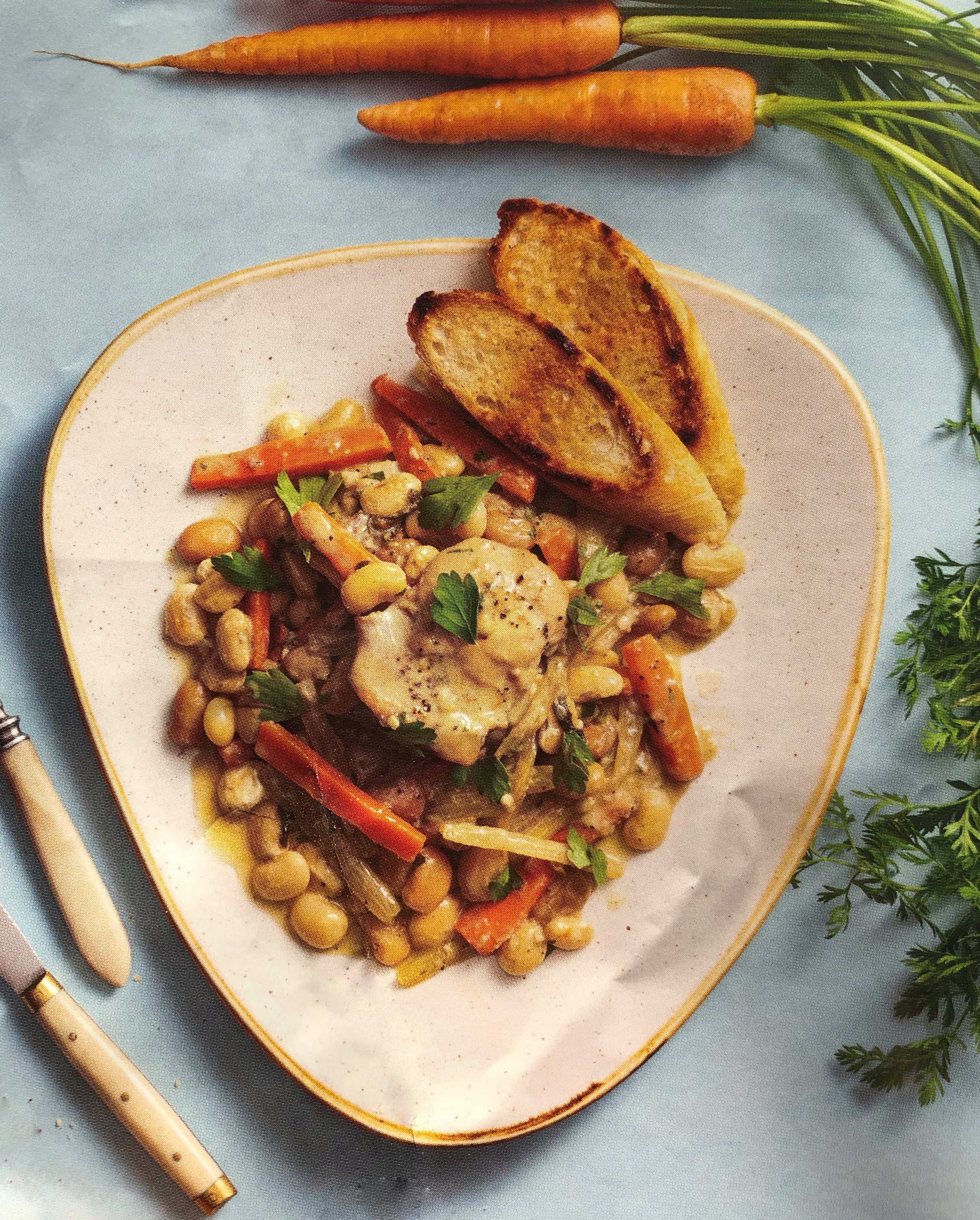 Kuřecí frikasé s bílými fazolemi