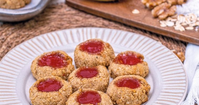 ořechovoovesné koláčky s džemem