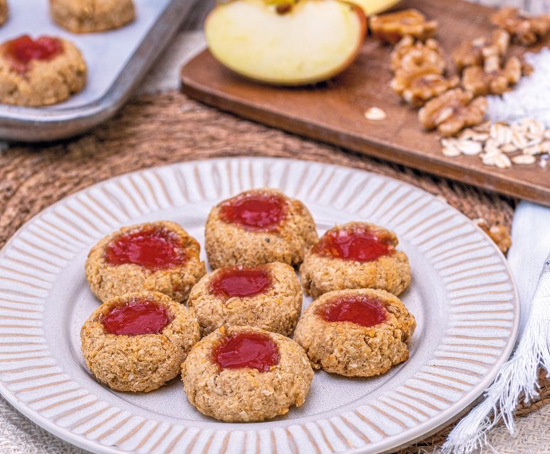 ořechovoovesné koláčky s džemem